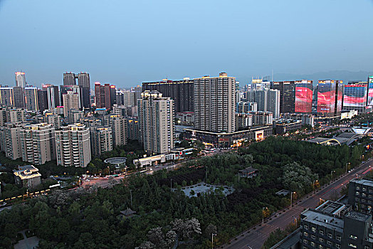 俯瞰陕西西安城市风光