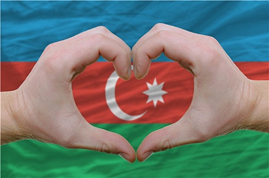 心形,喜爱,手势,展示,上方,旗帜,阿塞拜疆