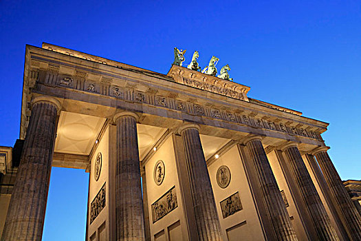勃兰登堡门,蓝色,钟点,柏林,德国,欧洲