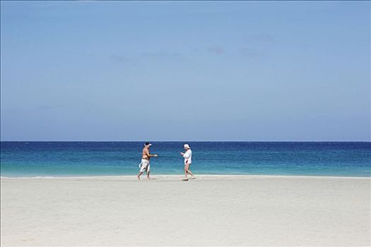 佛得角,半岛,岛屿,南,两个男人,海滩