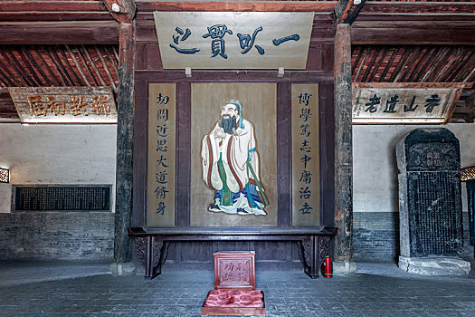 中国山西省平遥古城文庙内的孔子像