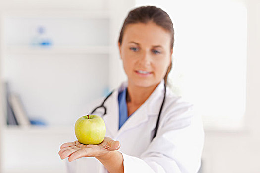 博士,听诊器,看,苹果