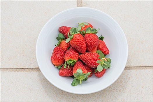 草莓,碗,俯视