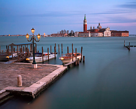 威尼斯泻湖,圣乔治奥,马焦雷湖,教堂,晚上,威尼斯,意大利