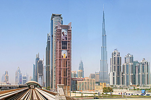 哈利法,摩天大楼,最高,世界,风景,地铁,迪拜,阿联酋