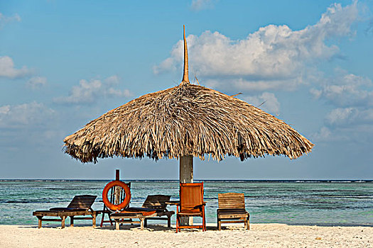 伞,太阳椅,海滩,天堂岛,马尔代夫,亚洲