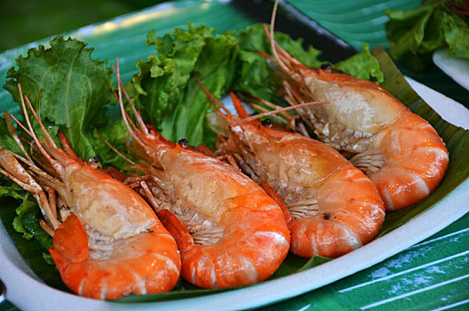 大虾,对虾,泰国,街道,食品市场