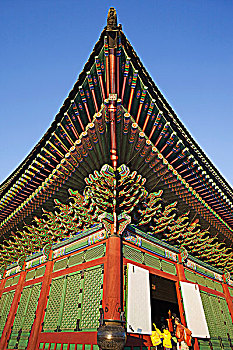 仰视,宝座,勤政殿,景福宫,首尔,韩国