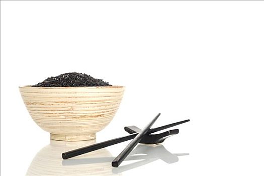 菰米,木碗,筷子