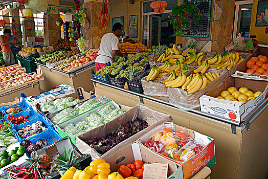 水果,货摊,奥格斯托里,希腊,凯法利尼亚岛