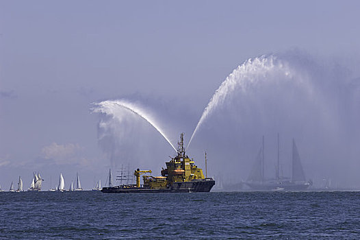 波兰,波罗的海,高桅横帆船,比赛,2009年,船,喷涌,水