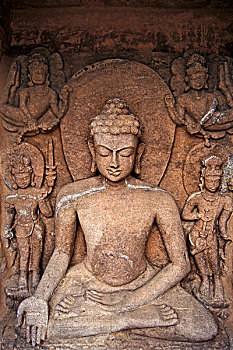 坐佛,剑,遗迹,佛教,寺院,勒德纳吉里,奥里萨帮,东印度,印度,亚洲