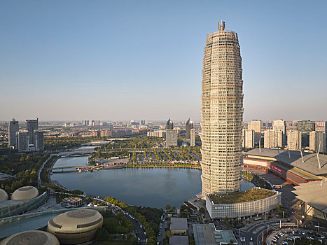 河南省郑州市城市建筑风光航拍图片