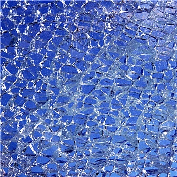 碎玻璃,缝隙,上方,蓝色背景