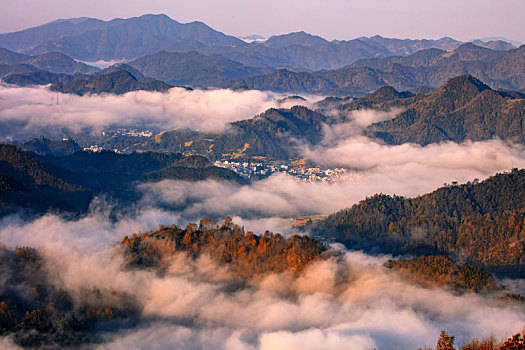 石潭,云海,安徽,山沟,油菜花,风光,壮观,气候,环境,仙境,诱惑,秀美,俯瞰,村庄