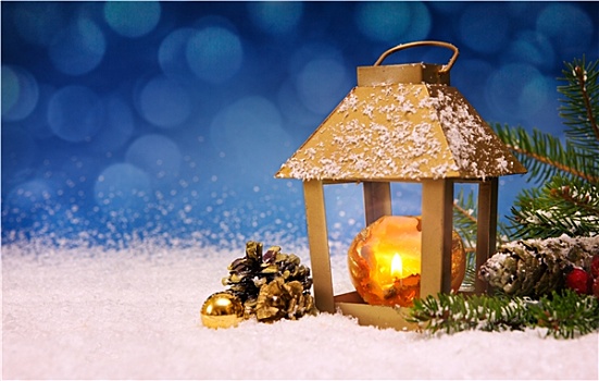 圣诞节,灯笼,白色背景,雪