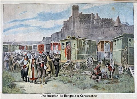 匈牙利人,吉普赛人,户外,卡尔卡松尼,法国,1898年,艺术家