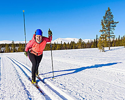 高兴,女人,越野滑雪