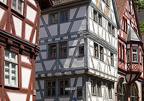 半木结构房屋,历史,中心,弗兰克尼亚,巴伐利亚,德国,欧洲
