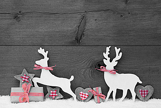 灰色,圣诞装饰,驯鹿,情侣,相爱