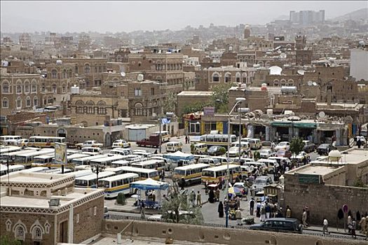 公交车站,建筑,砖,粘土,世界遗产,也门,中东
