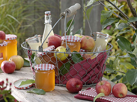 铁丝篮,苹果,苹果冻,苹果汁