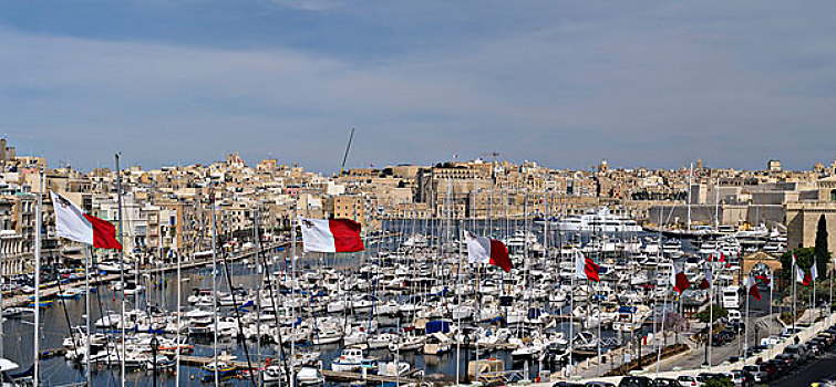 全景,码头,马耳他