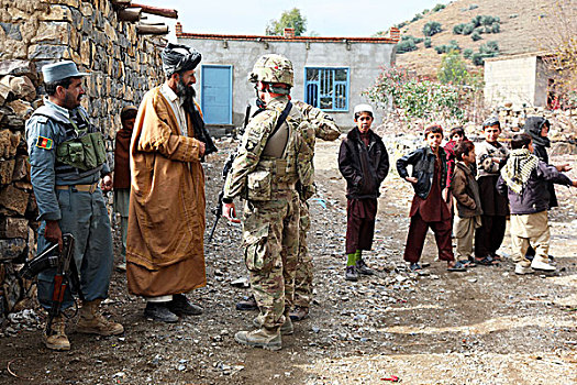 士兵,阿富汗,制服,警察,说话,乡村