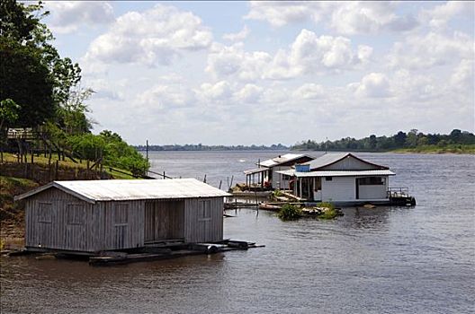 漂浮,船屋,支流,亚马逊河,巴西