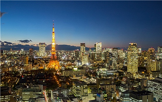 东京塔,城市,黃昏
