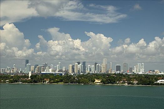 海洋,摩天大楼,背景,迈阿密,佛罗里达,美国