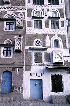 也门,萨那,建筑,特写