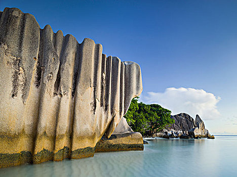 花冈岩,石头,拉迪格岛,塞锡尔群岛