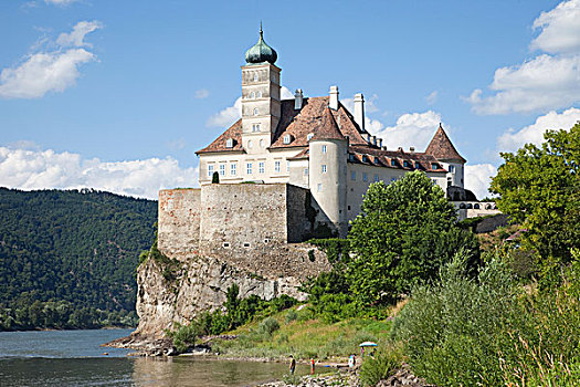 城堡,山,多瑙河,瓦绍,下奥地利州,奥地利
