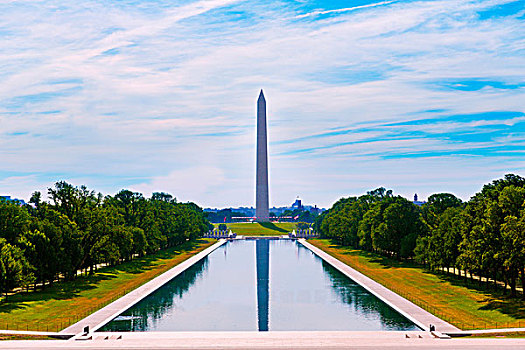 华盛顿纪念碑,早晨,倒影,美国