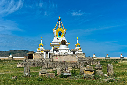 佛塔,庙宇,寺院,喀喇昆仑,前杭爱省,蒙古,亚洲