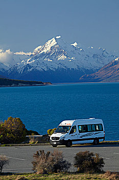 露营车,普卡基湖,奥拉基,库克山,麦肯齐山区,坎特伯雷,南岛,新西兰