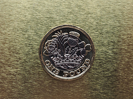 磅,硬币,英国,上方,金色