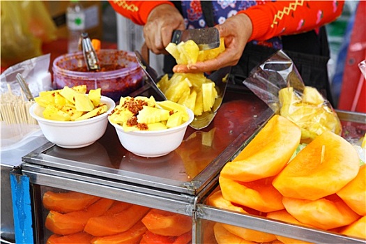 水果摊,街上,市场,泰国