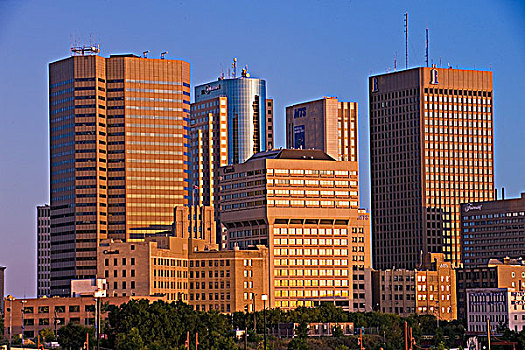 市区,天际线,曼尼托巴,加拿大