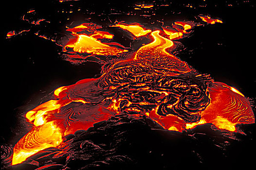 表面,火山岩,飘动,夜晚,夏威夷火山国家公园,夏威夷大岛,夏威夷