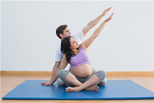 训练,坐,孕妇,瑜珈