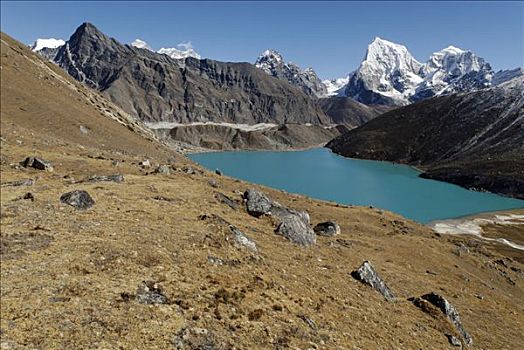 湖,上方,冰河,萨加玛塔国家公园,尼泊尔