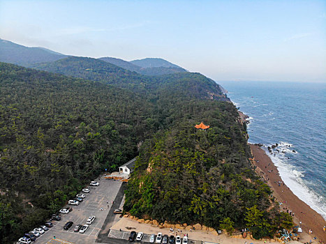 航拍辽宁大连棒棰岛宾馆风景区