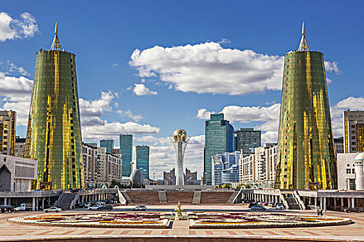 哈萨克斯坦,阿斯塔纳,城市,新,行政,道路,纪念建筑