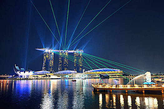新加坡,码头,湾,沙,酒店,亮光,表演,夜晚,四月,奢华,建筑,费用,地标