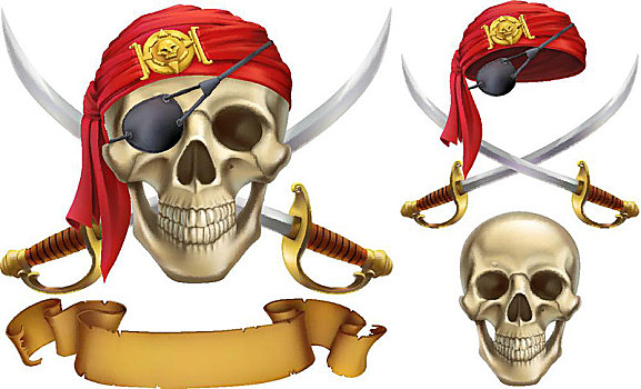 头骨,佩剑,海盗,象征,矢量