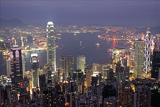 香港,太平山,中心,坐,仰视,顶峰,尖沙嘴,九龙,港口