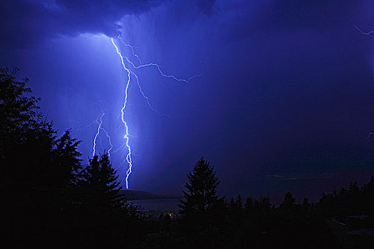 闪电,风暴,上方,三文鱼,手臂,不列颠哥伦比亚省,加拿大