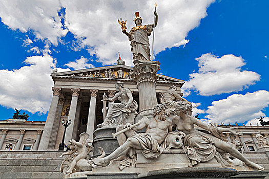 雕塑,正面,议会,维也纳,奥地利,欧洲